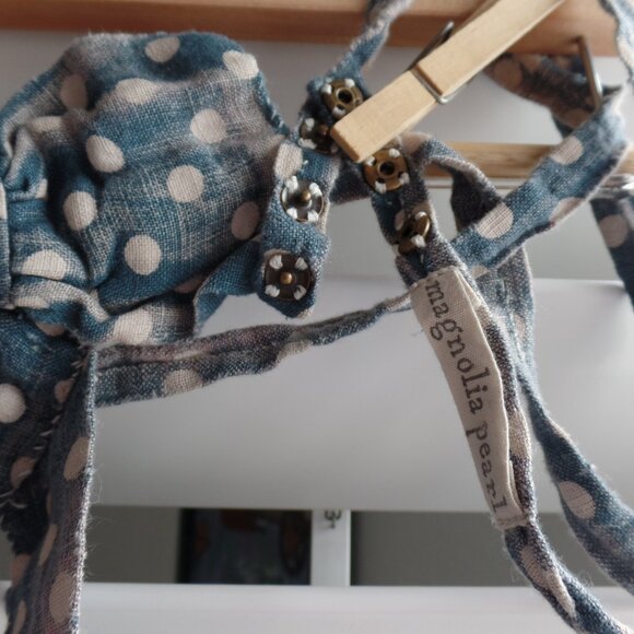 NWT Magnolia Pearl Polka Dot Linen Louis Jabot Extended Tie Jabot 036 Frenchie - Picture 8 of 9